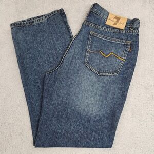 7 For All Mankind Jeans Mens 38 Blue Straight Leg Stretch Denim Made in USA